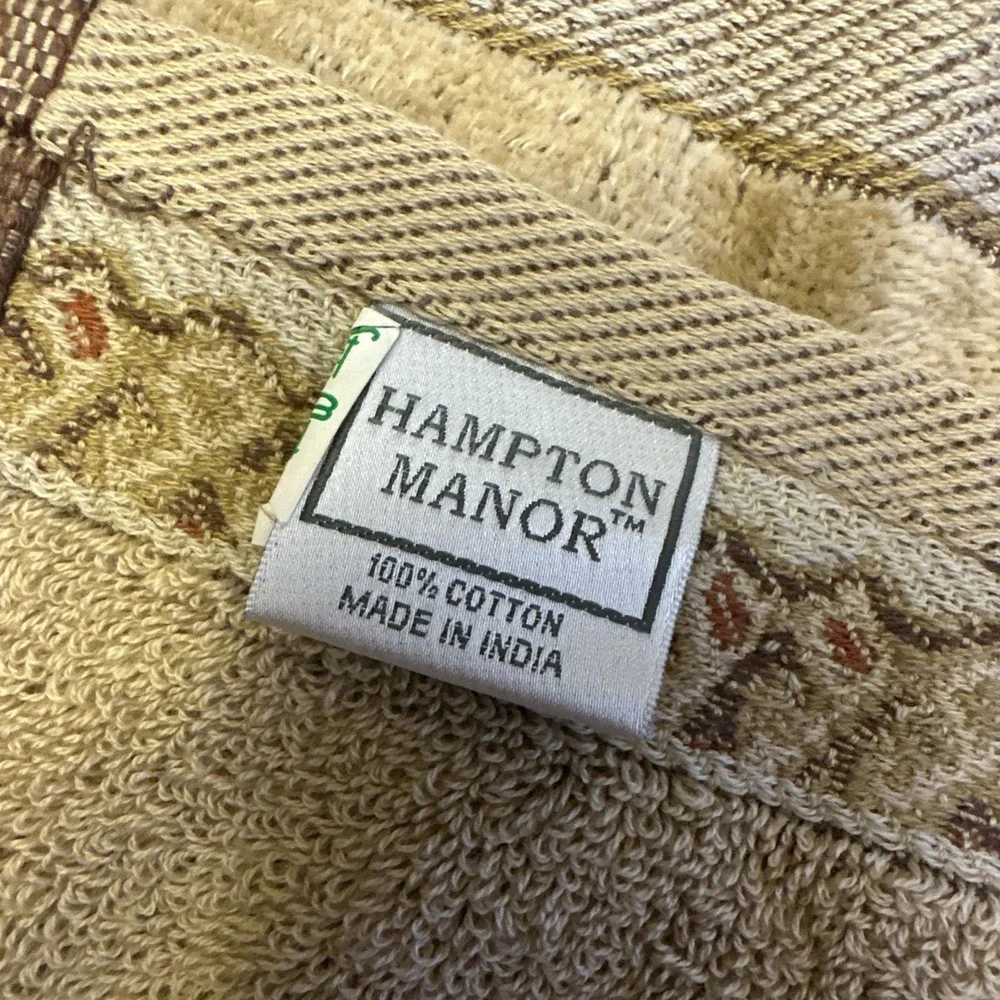 Hampton Manor Towel Set Tan New Taja Elephant 100% Cotton 3 Piece Safari Vintage